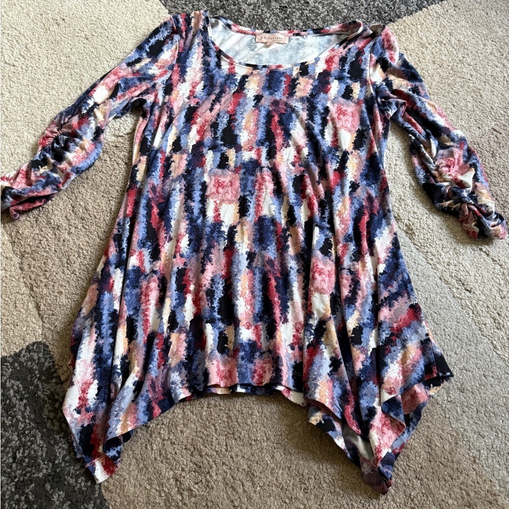 Philosophy Women Blouse 3/4 sleeves Rushed Bohemian Floral multicolor - medium